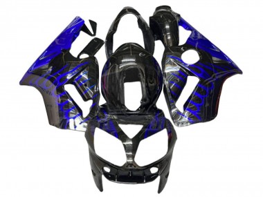 2000-2001 Kawasaki ZX12R Motorcycle Fairings - Glossy Black Blue Flame Canada for Sale