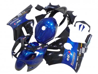 2000-2001 Kawasaki ZX12R Motorcycle Fairings - Blue Glossy Black Elf Bridgestone Canada for Sale