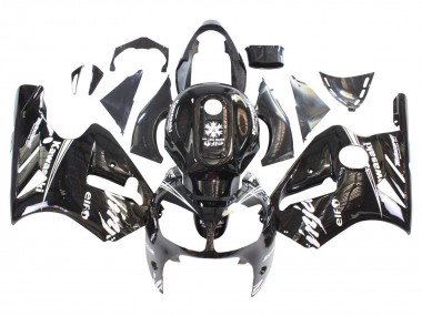 2000-2001 Kawasaki ZX12R Motorcycle Fairings - Glossy Black White Elf Snow Canada for Sale