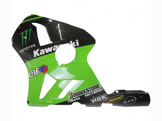 2002-2006 Kawasaki ZX12R Motorcycle Fairing - Green Glossy Black Elf Touch4 Monster Canada for Sale