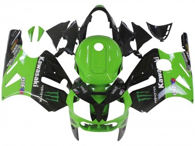 2002-2006 Kawasaki ZX12R Motorcycle Fairing - Green Glossy Black Elf Touch4 Monster Canada for Sale