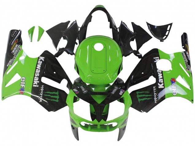 2002-2006 Kawasaki ZX12R Motorcycle Fairing - Green Glossy Black Elf Touch4 Monster Canada for Sale