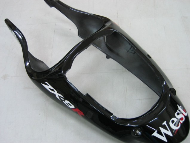 2000-2001 Kawasaki ZX9R Motorcycle Fairings - Glossy Black White West Canada for Sale
