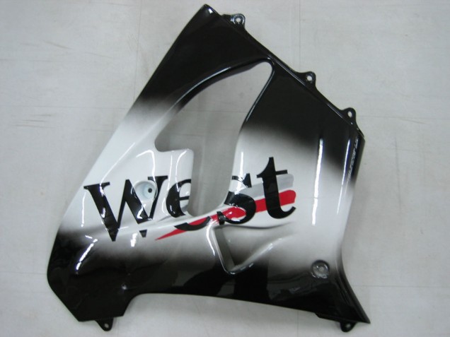 2000-2001 Kawasaki ZX9R Motorcycle Fairings - Glossy Black White West Canada for Sale