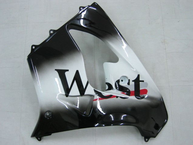 2000-2001 Kawasaki ZX9R Motorcycle Fairings - Glossy Black White West Canada for Sale