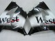 2000-2001 Kawasaki ZX9R Motorcycle Fairings - Glossy Black White West Canada for Sale
