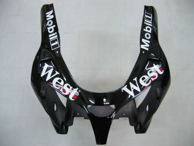 2000-2001 Kawasaki ZX9R Motorcycle Fairings - Glossy Black White West Canada for Sale