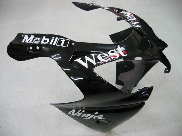 2000-2001 Kawasaki ZX9R Motorcycle Fairings - Glossy Black White West Canada for Sale