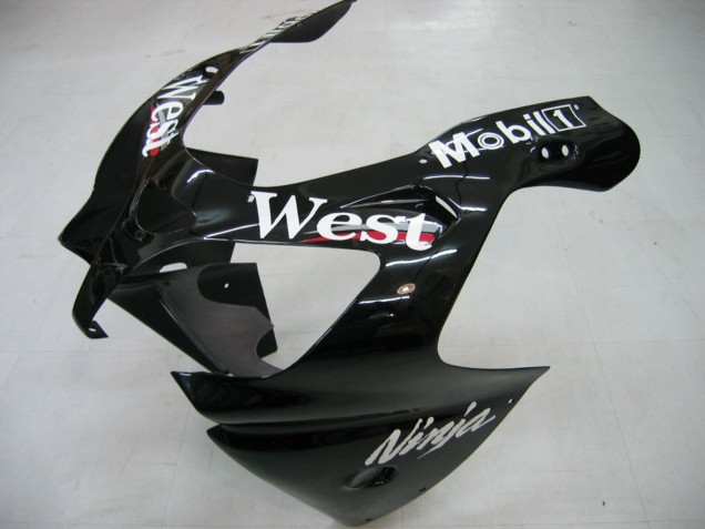 2000-2001 Kawasaki ZX9R Motorcycle Fairings - Glossy Black White West Canada for Sale
