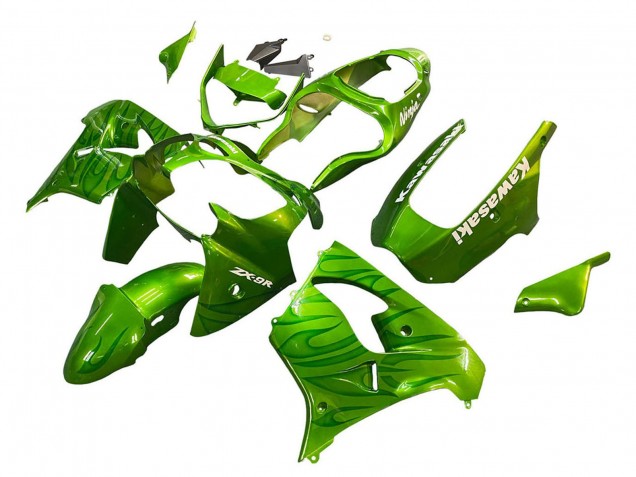 2000-2001 Kawasaki ZX9R Motorcycle Fairings - Green Flame Canada for Sale