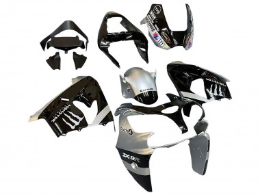 2002-2003 Kawasaki ZX9R Motorcycle Fairings - Silver Glossy Black Monster Elf Canada for Sale
