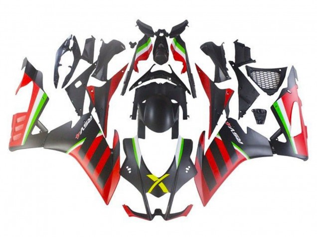 2009-2015 Aprilia RSV4 1000 Motorcycle Fairings - Matte Black Red Green Stripe Canada for Sale