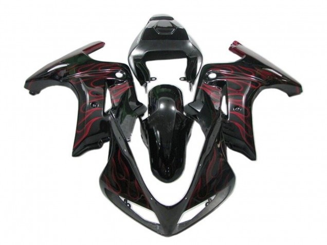 2003-2013 Suzuki SV650 Motorcycle Fairings - Glossy Black Red Flame Canada for Sale