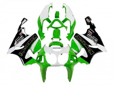 1996-2003 Kawasaki ZX7R Motorcycle Fairings - White Green Black Gold Silkolene Dunlop Canada for Sale