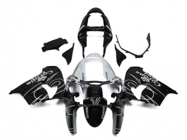 2002-2003 Kawasaki ZX9R Motorcycle Fairings - Glossy Black White Corona Extra Canada for Sale