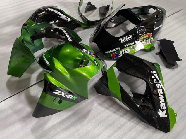 2002-2003 Kawasaki ZX9R Motorcycle Fairings - Green Black Elf Canada for Sale