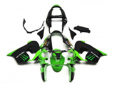 2002-2003 Kawasaki ZX9R Motorcycle Fairings - Green Black Monster Canada for Sale
