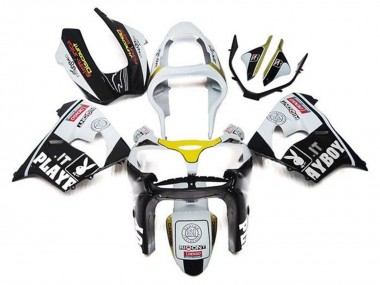 2002-2003 Kawasaki ZX9R Motorcycle Fairings - White Black Yellow Playboy Canada for Sale