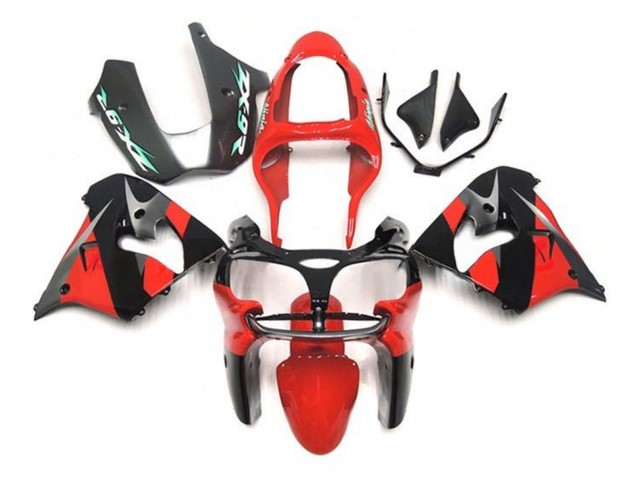2002-2003 Kawasaki ZX9R Motorcycle Fairings - Red Black Silver Canada for Sale