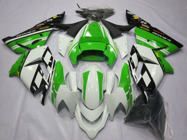 2004-2005 Kawasaki ZX10R Motorcycle Fairings - White Green Canada for Sale