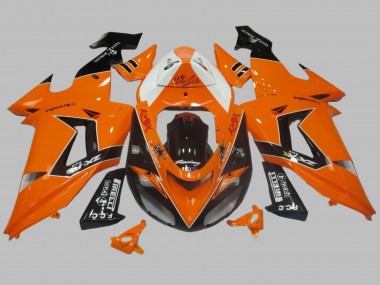 2006-2007 Kawasaki ZX10R Motorcycle Fairing - Orange White Black Racing Elf Canada for Sale