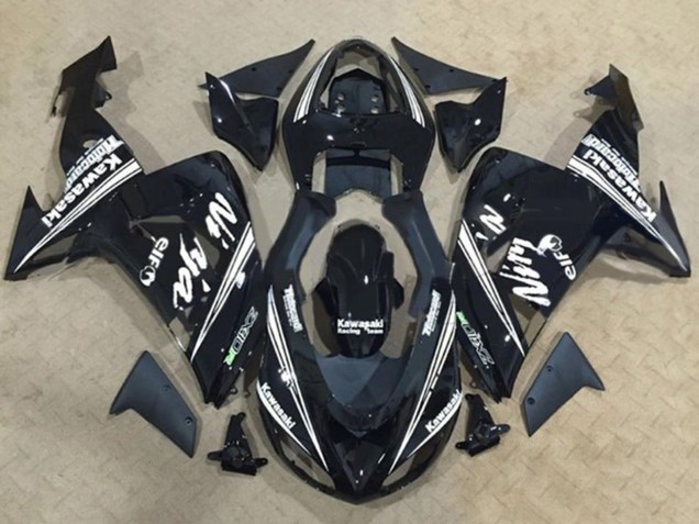2006-2007 Kawasaki ZX10R Motorcycle Fairings - Glossy Black White Stripe Elf Canada for Sale