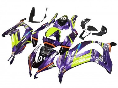 2016-2020 Kawasaki ZX10R Motorcycle Fairings - Purple Yellow Trick Star Kobelco Canada for Sale