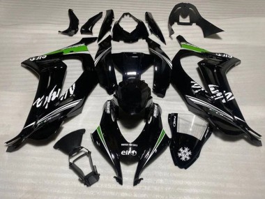 2016-2020 Kawasaki ZX10R Motorcycle Fairings - Glossy Black White Green Stripe Snow Canada for Sale
