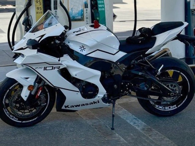 2021-2025 Kawasaki ZX10R Motorcycle Fairings - White Black Stripe Canada for Sale