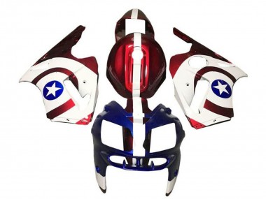 2000-2001 Kawasaki ZX12R Motorcycle Fairings - Candy Red White Blue Captain America Canada for Sale