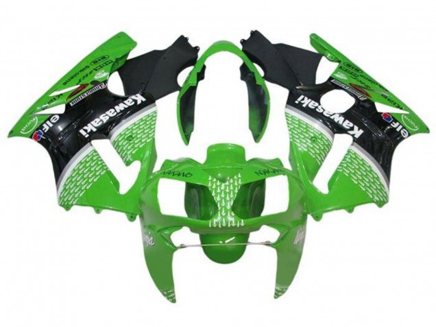2000-2001 Kawasaki ZX12R Motorcycle Fairings - Green Black White Elf Canada for Sale