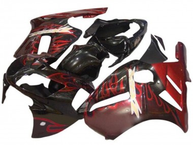 2000-2001 Kawasaki ZX12R Motorcycle Fairings - Glossy Black Red Flame Canada for Sale
