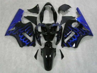 2002-2006 Kawasaki ZX12R Motorcycle Fairing - Glossy Black Blue Flame Canada for Sale