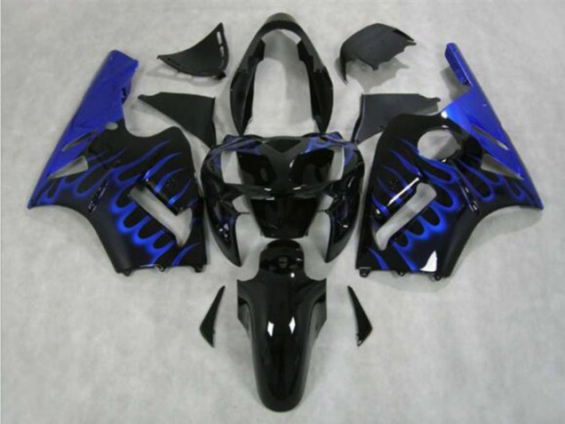 2002-2006 Kawasaki ZX12R Motorcycle Fairing - Glossy Black Blue Flame Canada for Sale