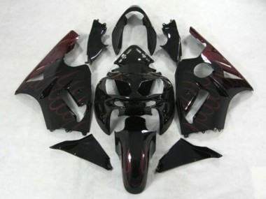 2002-2006 Kawasaki ZX12R Motorcycle Fairings - Glossy Black Burgundy Flame Canada for Sale