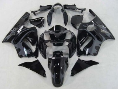 2002-2006 Kawasaki ZX12R Motorcycle Fairings - Glossy Black Grey Tribal Canada for Sale