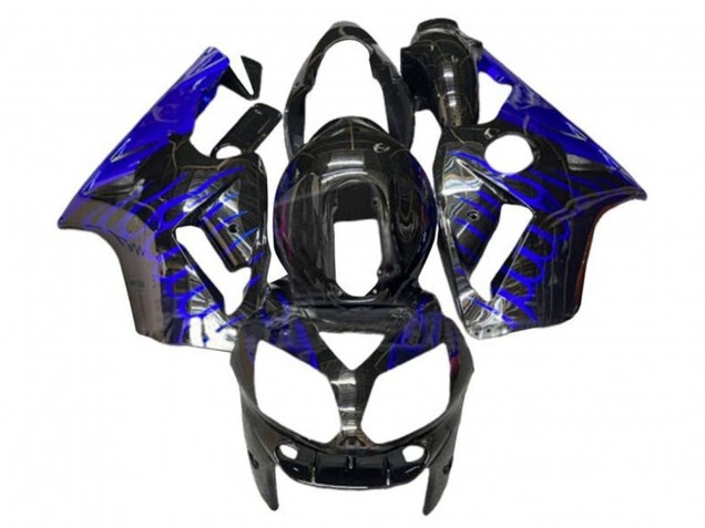 2002-2006 Kawasaki ZX12R Motorcycle Fairings - Glossy Black Blue Flame Canada for Sale