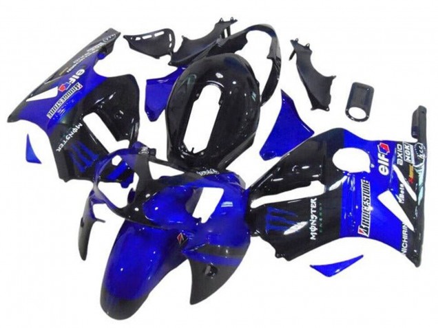 2002-2006 Kawasaki ZX12R Motorcycle Fairings - Blue Glossy Black Elf Bridgestone Monster Canada for Sale