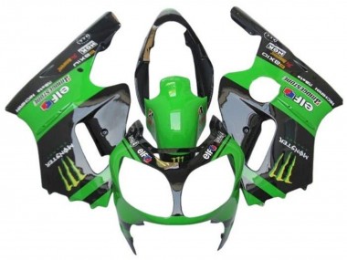 2002-2006 Kawasaki ZX12R Motorcycle Fairings - Green Glossy Black Elf Touch4 Monster Canada for Sale