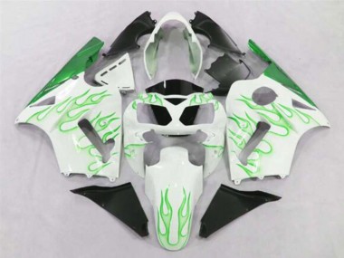 2002-2006 Kawasaki ZX12R Motorcycle Fairings - White Green Flame Canada for Sale