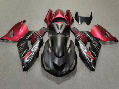 2006-2011 Kawasaki ZX14R ZZR1400 Motorcycle Fairings - Matte Black Red Silver Flame Canada for Sale