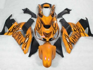 2006-2011 Kawasaki ZX14R ZZR1400 Motorcycle Fairings - Orange Black Flame Canada for Sale