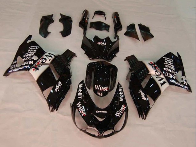 2006-2011 Kawasaki ZX14R ZZR1400 Motorcycle Fairings - Glossy Black White West Canada for Sale