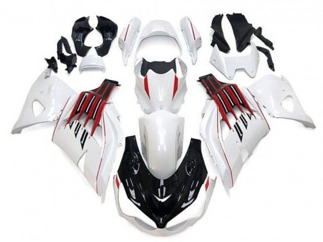 2012-2024 Kawasaki ZX14R ZZR1400 Motorcycle Fairings - White Black Red Stripe Canada for Sale