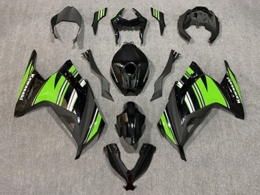 2013-2024 Kawasaki EX300 Motorcycle Fairings - Glossy Black Green White Stripe Canada for Sale