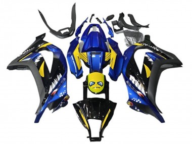 2013-2024 Kawasaki EX300 Motorcycle Fairings - Blue Yellow Black Shark Canada for Sale