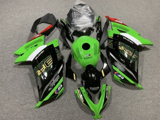 2013-2024 Kawasaki EX300 Motorcycle Fairings - Green White Black Red Elf Canada for Sale