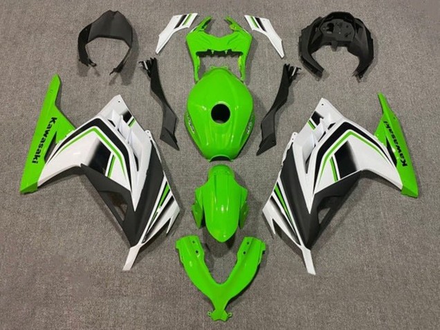 2013-2024 Kawasaki EX300 Motorcycle Fairings - Green White Black Stripe Canada for Sale
