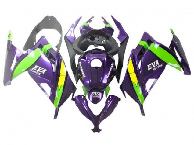 2013-2024 Kawasaki EX300 Motorcycle Fairings - Purple Green Yellow Eva Racing Canada for Sale