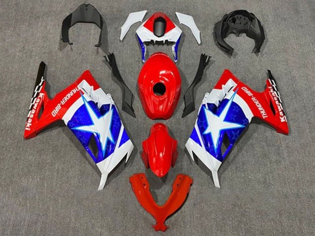 2013-2024 Kawasaki EX300 Motorcycle Fairings - White Red Blue Star Captain America Canada for Sale
